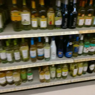 shelves of various types of liquor