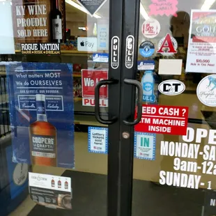 the front door of a liquor store