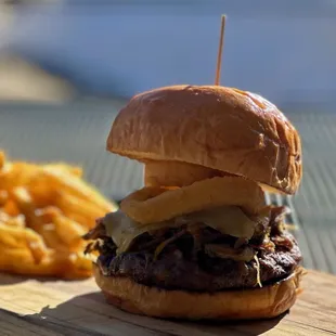a burger and french fries