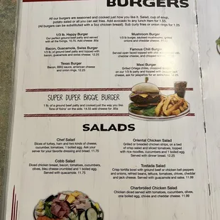 the menu for lunch
