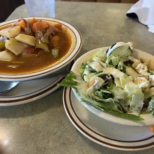 Vegetable Beef soup and salad..