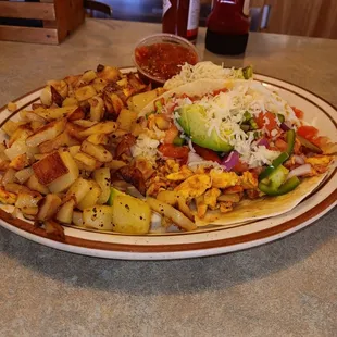 Chorizo tacos!! Always a good breakfast  and the waitresses are sweet.