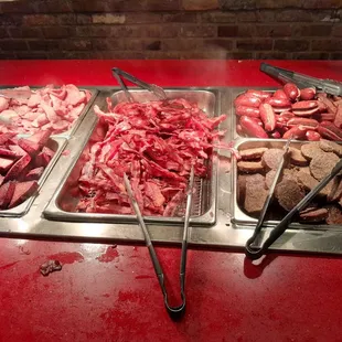 a variety of meats