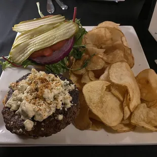 Black and blue burger