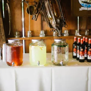 Drinks table inside barn