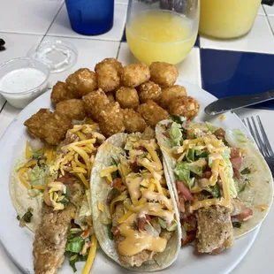 Killer fish tacos- on the special board.