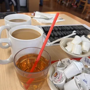 2 coffees &amp; an apple juice