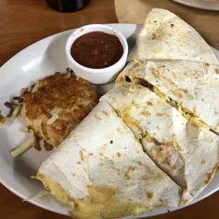 Breakfast Quesadilla w/hashbrown