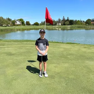 Our son on beautiful hole 16!