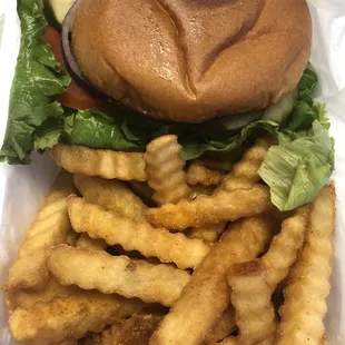 Cheese burger and fries