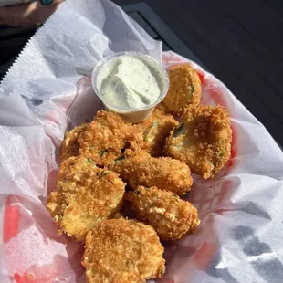 Fried pickles and homemade ranch!