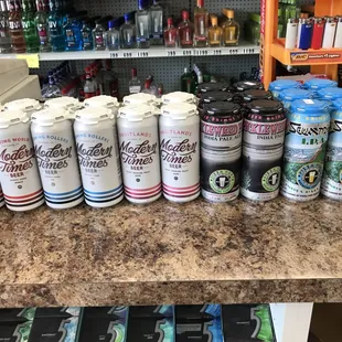 a variety of cans