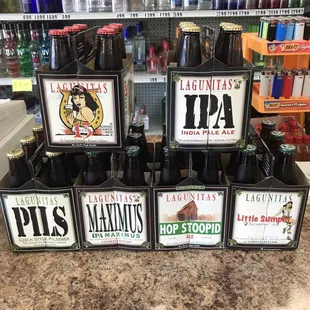 a display of various bottles