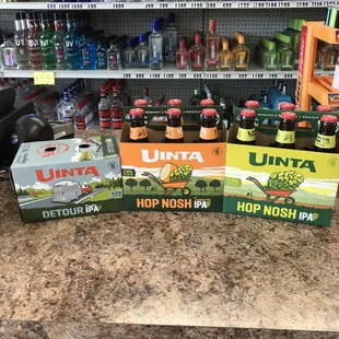 a variety of bottles and cans