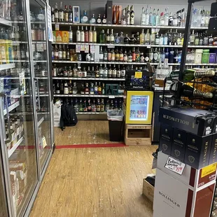 the inside of a liquor store