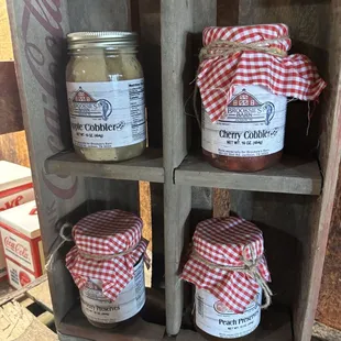 a display of jars of jams