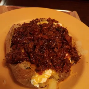 Delicous &amp; very generous pulled beef baked potato!