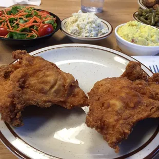 Family-style for three.  Half our meal in picture... Total was $26!