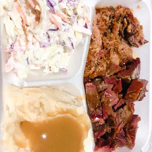 Two meat platter, brisket and mash potato are pretty amazing.