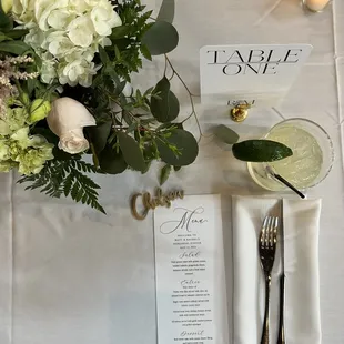 a place setting for a wedding reception