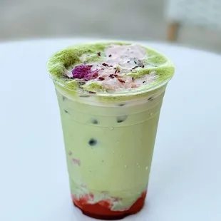 Strawberry Rose Matcha Latte