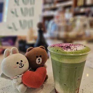 Strawberry matcha Latte with Oat Milk... portrait mode