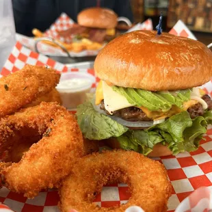 Cali burger and onion rings