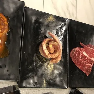 Pork belly, sirloin, shrimp