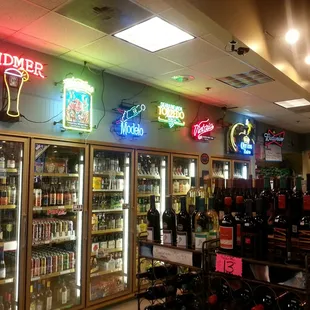 the inside of a liquor store