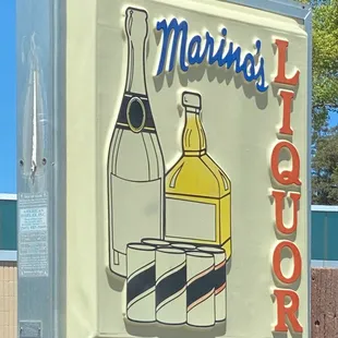 a sign for marina&apos;s liquor