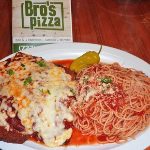 Eggplant Parmigiana with Spaghetti, YUMMY!