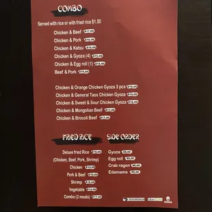 menu