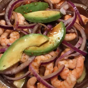 Aguachiles de camaron cosido