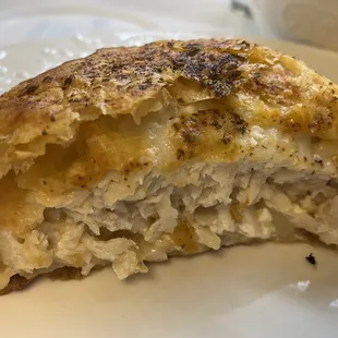 a close up of a piece of food