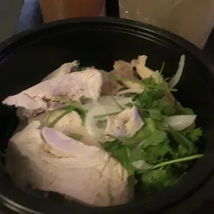 Chicken soup bowl . See the big chunks of chicken