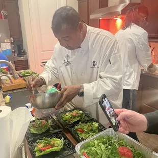 Soft shell crab salad and Chef J