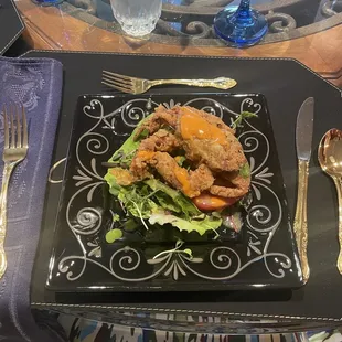 Soft shell grab salad with chef's vinaigrette