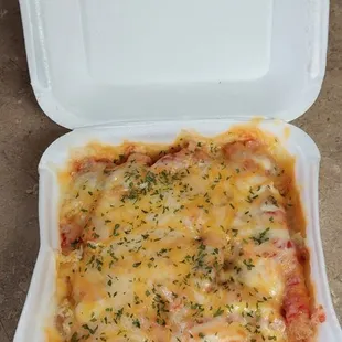 the inside of a takeout container