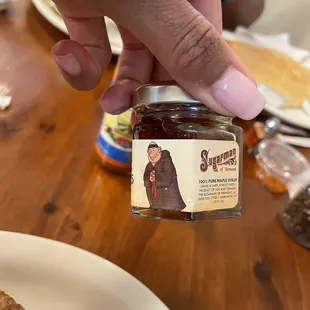 100% maple syrup shipped from Vermont they provide for each plate