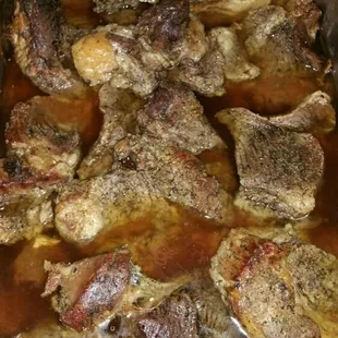 Finished Deep Pit Beef and look at all that juice it makes!