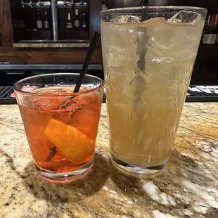 Maker&apos;s Mark Old Fashion and a top shelf Long Island