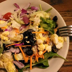 my salad. not sure why i put eggs on. maybe it was pre dinner wine. or my 5" heels. we will never know.