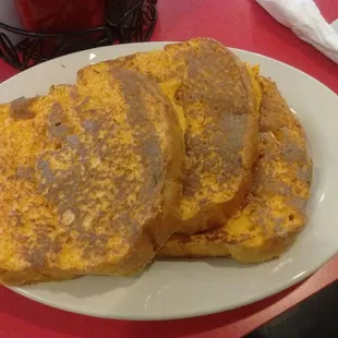The French toast made from homemade bread.
