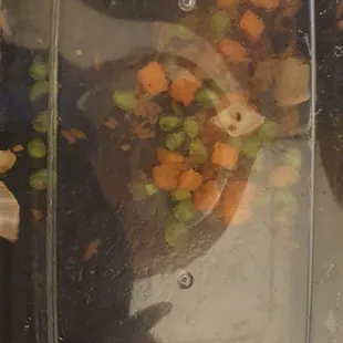 peas n carrots from fried rice.