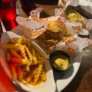 Queso wrap and fries