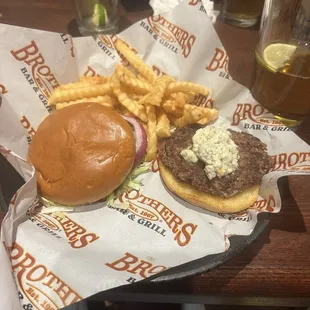 Burger with blue cheese