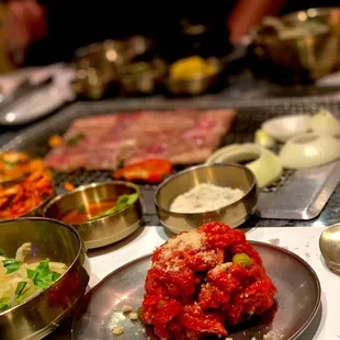 a table full of food