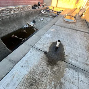 the bottom of a pool