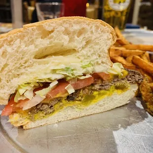 Burger - up close! Don&apos;t let that bun fool you...the star is the burger patty!