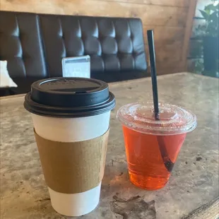 Super ego pour over and a Strawberry vanilla Italian soda